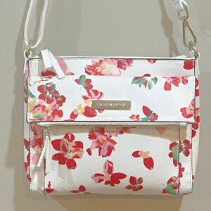 Liz Claiborne Rose Garden Floral Crossbody, Handbag, Purse. Detailed design.